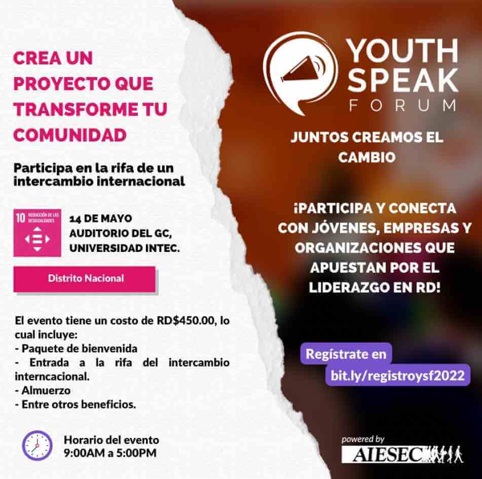 AIESEC CONVOCA A FORO JUVENIL: Youth Speak Forum